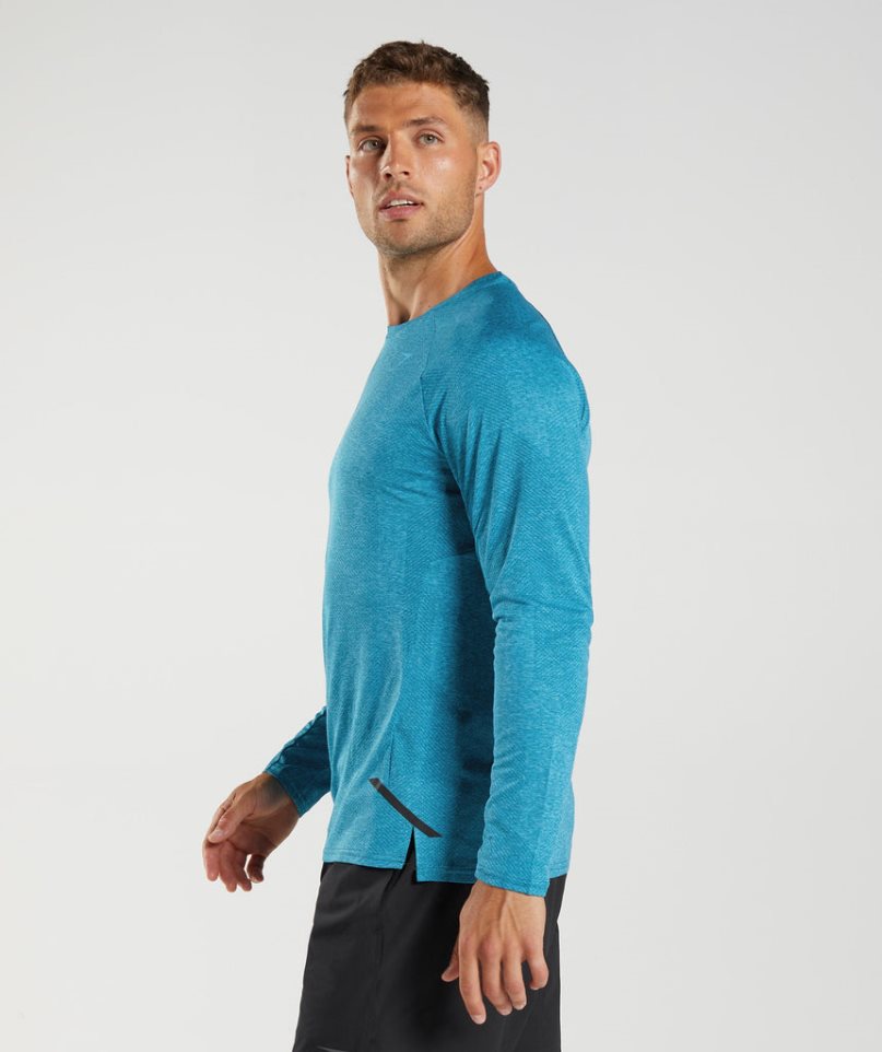 Koszulki Gymshark Apex Long Sleeve Męskie Turkusowe | PL 584GHK